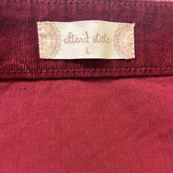 Altar’d State corduroy burgundy button up skirt, size Large. - Picture 4 of 4